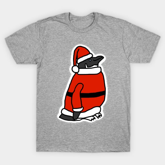 Cute Penguin dressed in Christmas as Santa T-Shirt by ellenhenryart